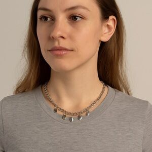 Silver Chain Numbers Charm Necklace 28”